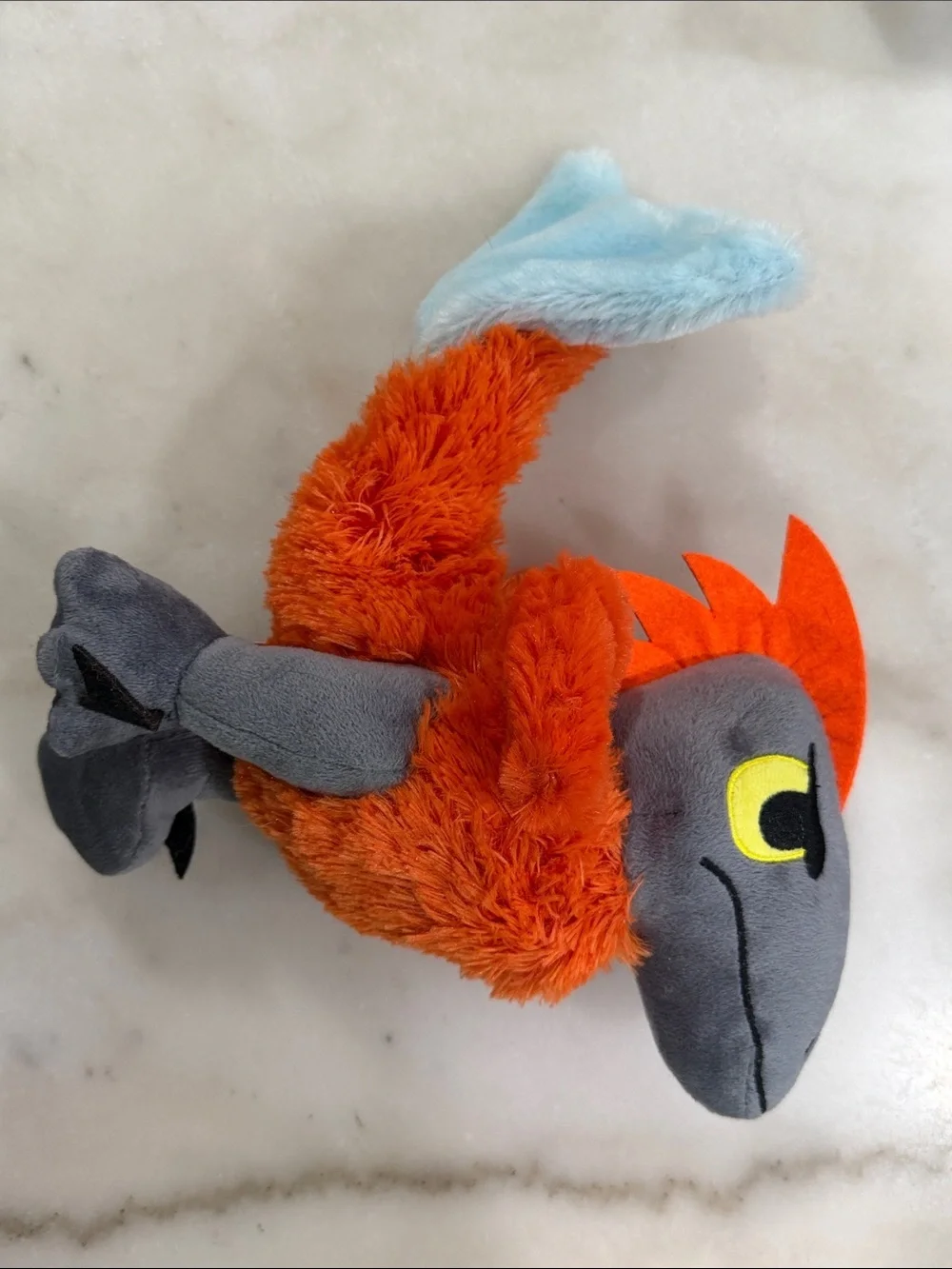 Bark Jurassic World Orange Plush Bird Dog Toy M/L Pyroraptor Crinkle Squeak Toy